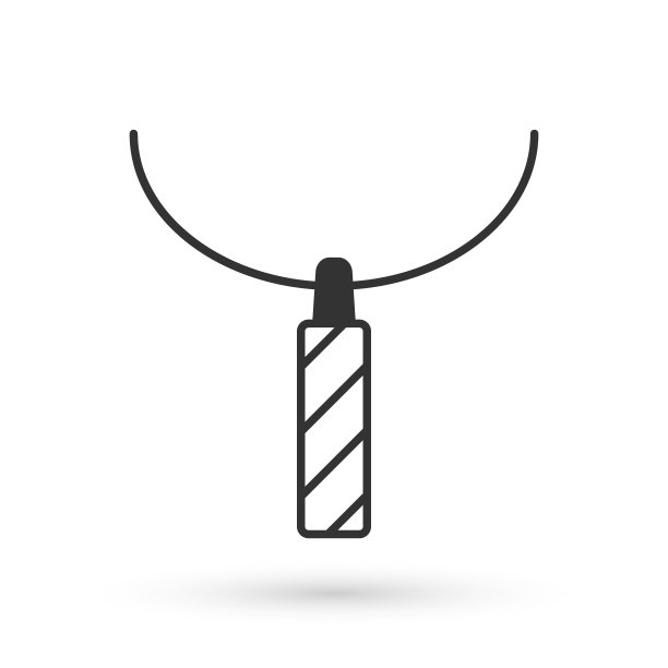 灰色垂饰项链图标隔离在白色背景。向量图片下载