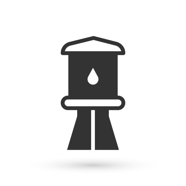 灰水塔图标孤立在白色背景。向量图片下载