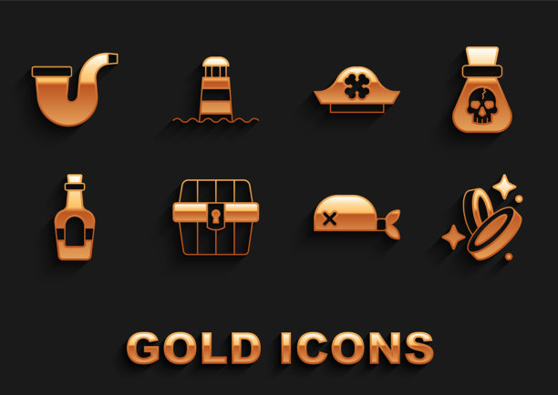 集古董宝箱海盗硬币大手帕图片下载