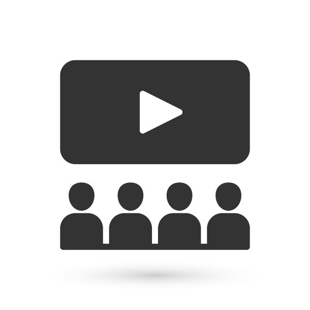 灰色电影院礼堂，屏幕图标隔离在白色背景上。向量图片下载