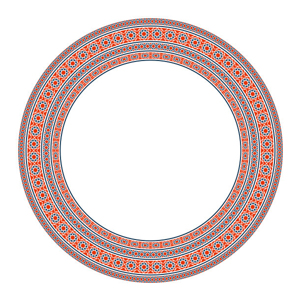 向量亚洲曼荼罗框架图片下载