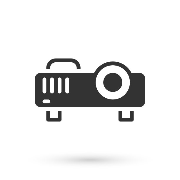 灰色显示，电影，电影，媒体放映机图标隔离在白色背景。向量图片下载