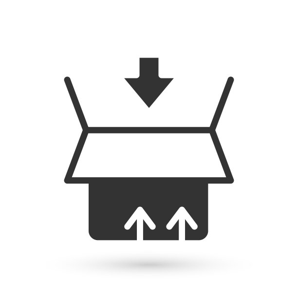 灰色纸箱纸板箱图标隔离在白色的背景。盒子，包裹，包裹签名。交付和包装。向量图片下载