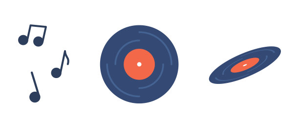 复古音乐黑胶唱片顶部和侧面视图图片下载