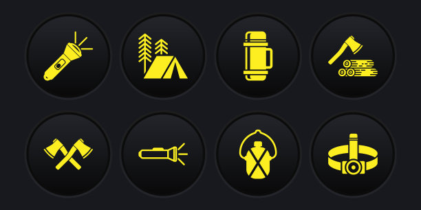 木斧、木柄、手电交叉设置图片下载