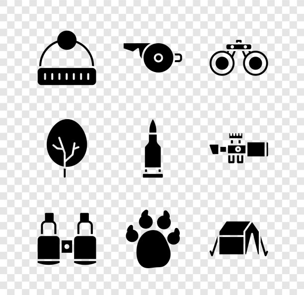 设置冬季帽哨双筒望远镜爪印图片下载