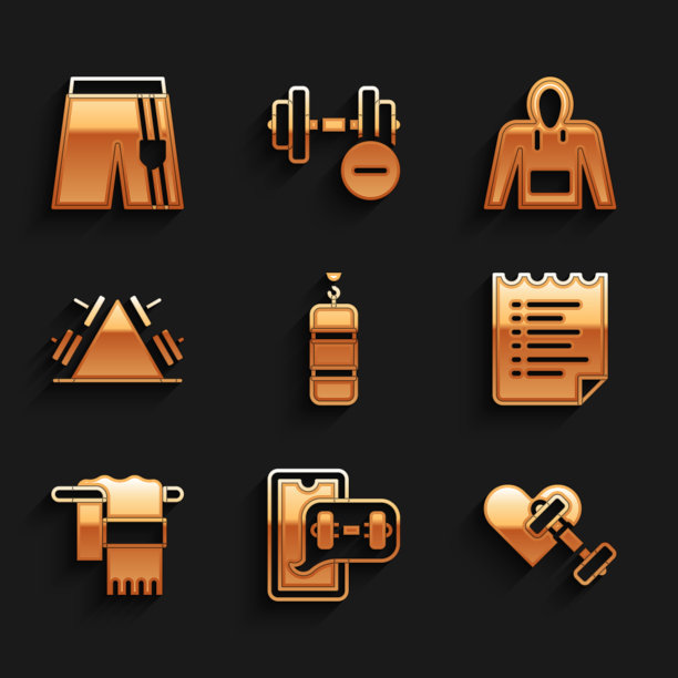 设置拳击袋健身应用哑铃与心脏图片下载