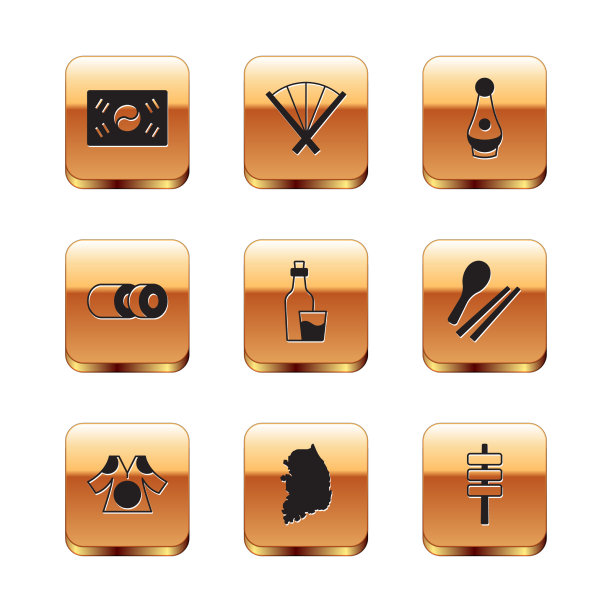 设置韩国国旗和服地图烧酒瓶图片下载