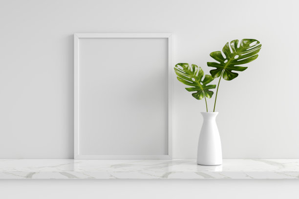 花瓶中的怪兽植物与框架模型，3D渲染图片下载