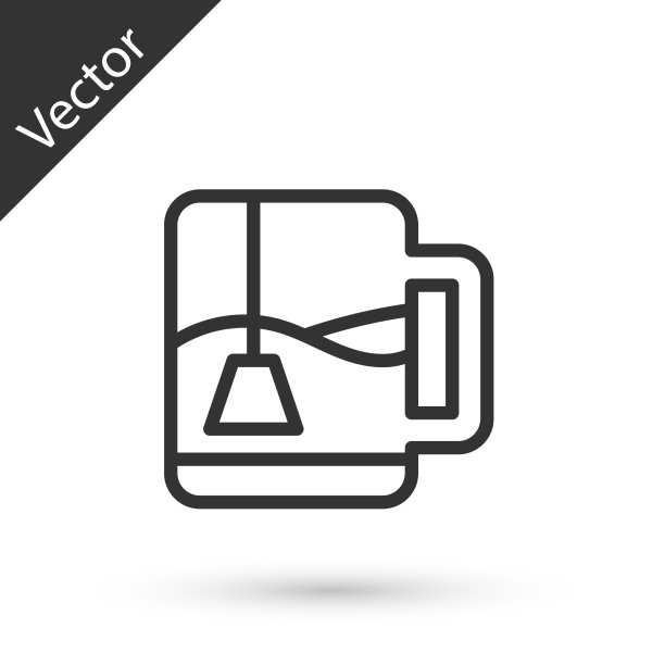 灰线杯茶与茶包图标隔离上图片下载