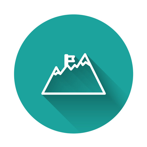 白色线山与旗帜的顶部图标图片下载