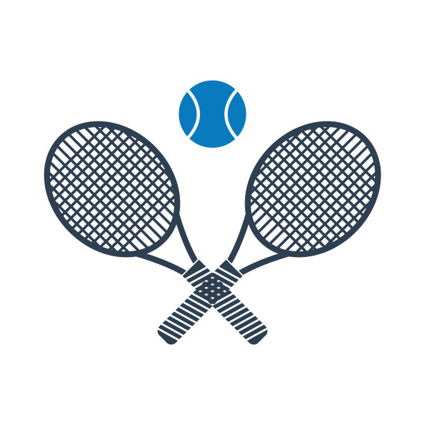 彩色交叉网球拍和球的平面图标。简单的可编辑矢量插图可用的网页和打印项目图片下载