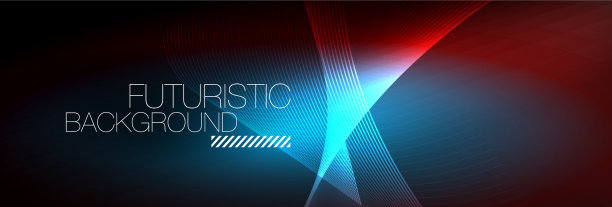 抽象的霓虹灯在黑暗中发出波浪般的光图片下载