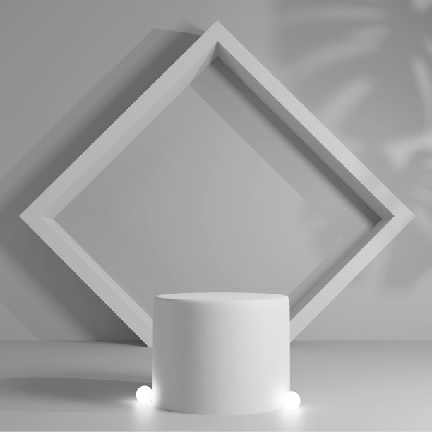 化妆品讲台产品最小的场景平台灰色背景3d渲染。粉彩白色模型的展示架。站在基座上展示美丽的背景。简缸灰色设计图片下载