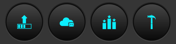 设置加载，云邮件服务器，排名星和锤子图标。向量图片下载