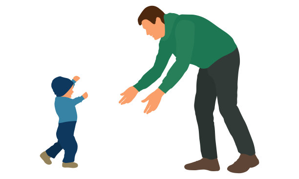 孩子去找爸爸。父亲节。矢量图图片下载
