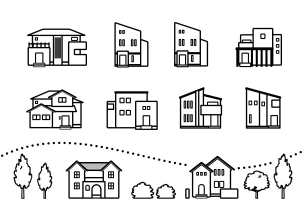 现代住宅简单插图集(线条)图片下载