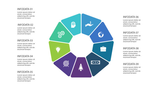 9步信息图的创意概念图片下载