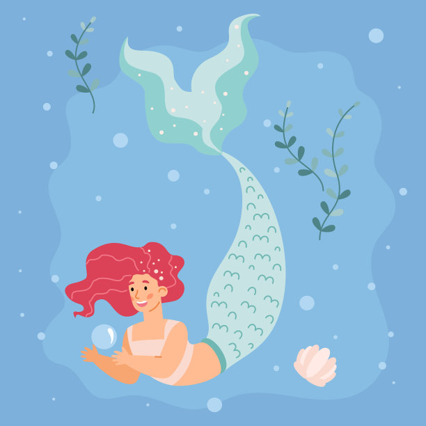 美人鱼在海底的幻想卡通人物图片下载