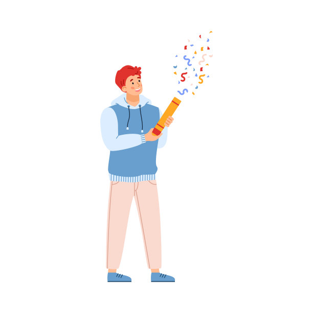 欢快快乐的人在派对flat卡通图片下载