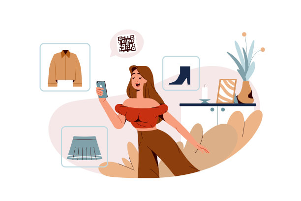 平快乐女孩扫描二维码为非接触式图片下载