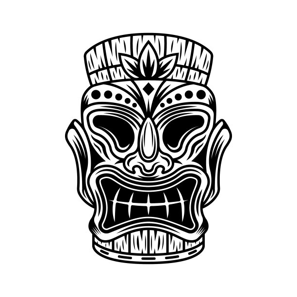 提基夏威夷部落木制面具图片下载