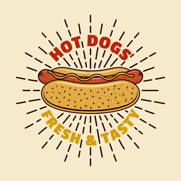 热狗彩色徽章徽章标签图片下载