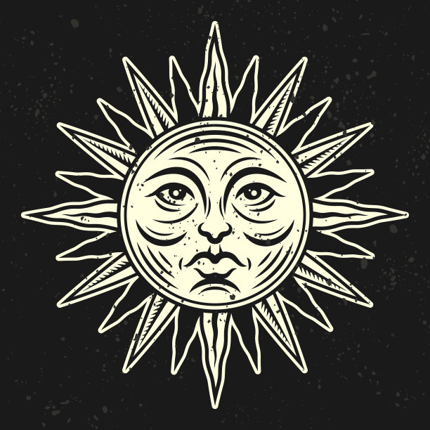 复古风格的太阳脸图片下载