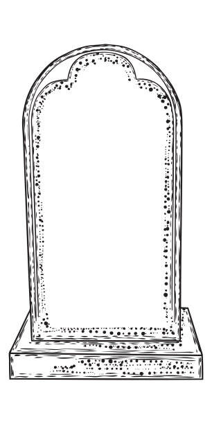 带有复制空间的墓石画。作为万圣节墓碑的死人墓。手绘框架，贺卡，边界或背景墓碑向量。图片下载