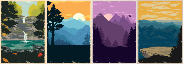 国家公园复古海报集图片下载