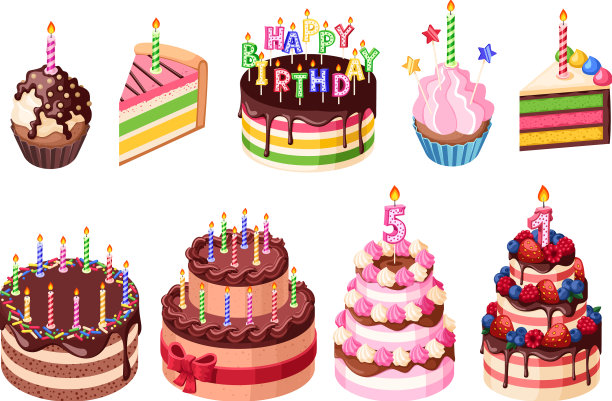 甜蜜的生日蛋糕，快乐的庆祝蛋糕图片下载