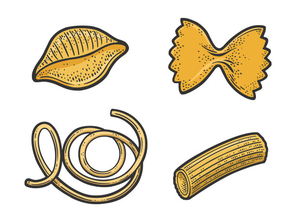 意大利面产品套装草图图片下载