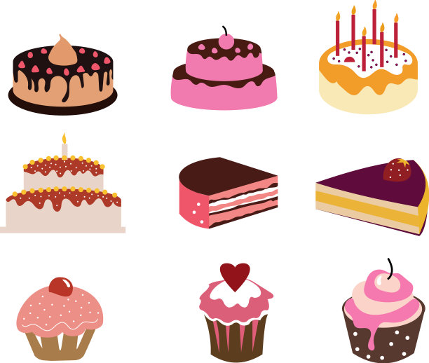 Set蛋糕卡通孤立的图片下载