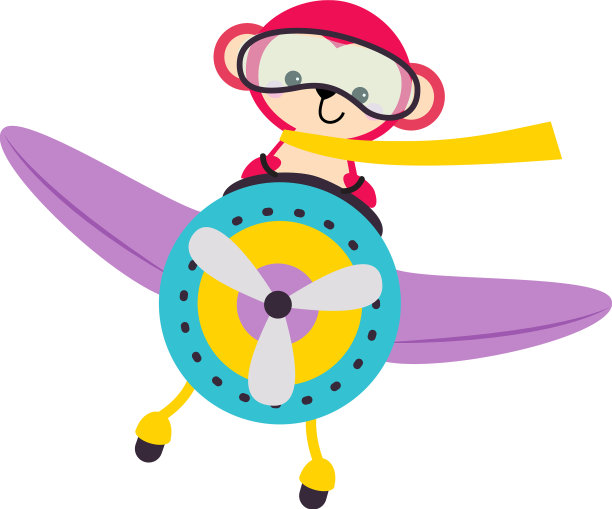 可爱的猴子戴着护目镜在飞机上飞行图片下载