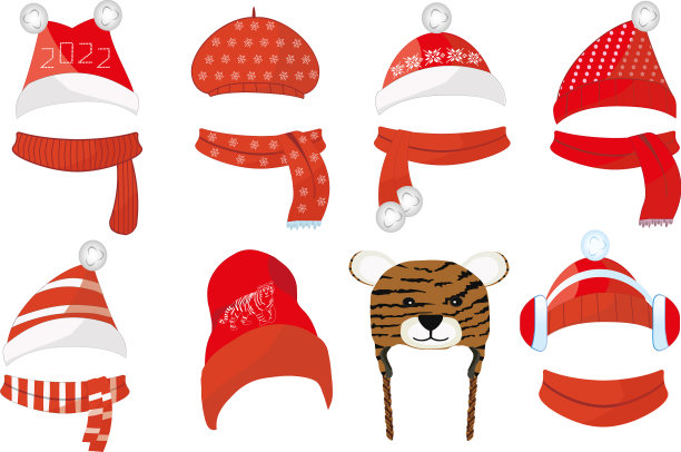 2022年新年的一套帽子和围巾图片下载