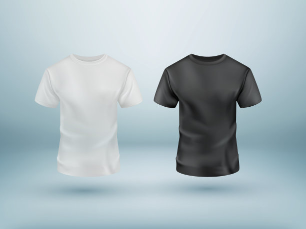 现实的黑白t恤设置在蓝色图片下载