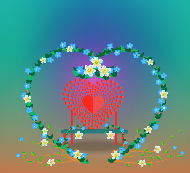 婚礼拱廊上有心形的椅子图片下载