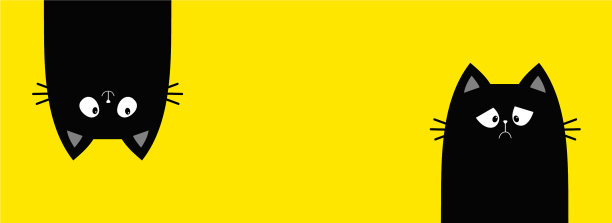 猫设线旗悲伤快乐黑猫脸图片下载