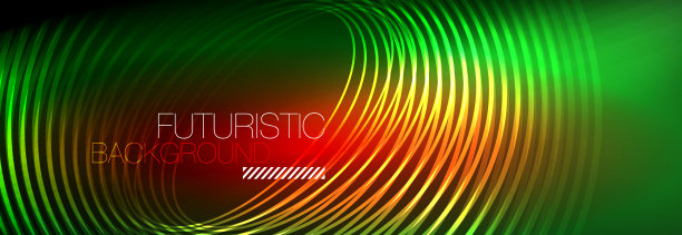 暗抽象背景与发光的霓虹灯圈图片下载