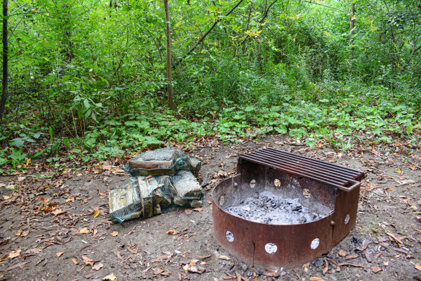 柴火在营地。图片下载