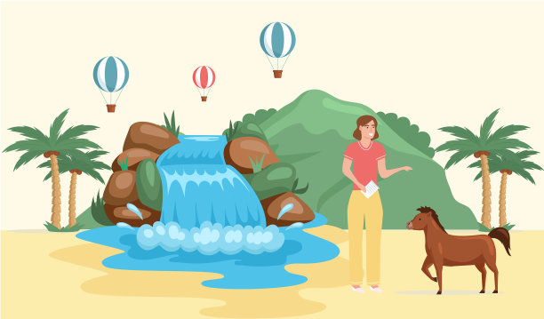 女主人公在绿色公园散步旅行图片下载