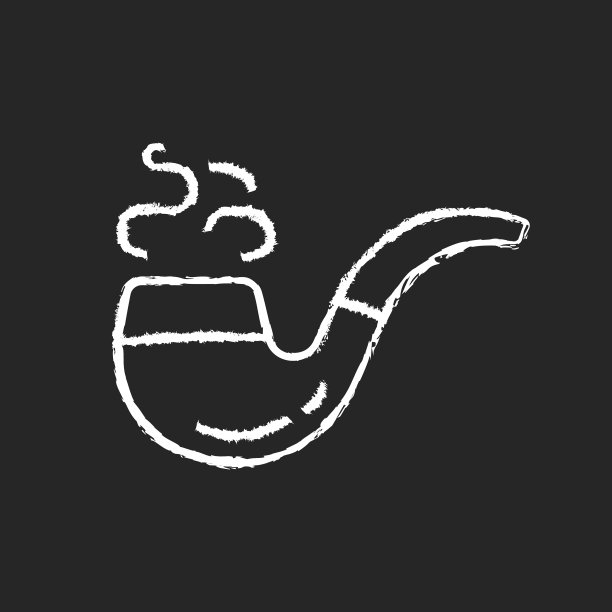老式吸烟烟斗粉笔白色图标在黑暗图片下载