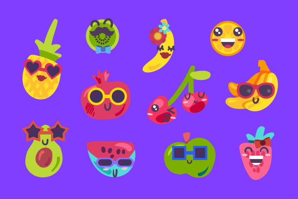 夏日水果表情符号情感集合图片下载