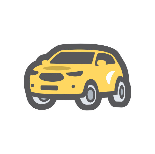 黄色汽车符号图标卡通图片下载