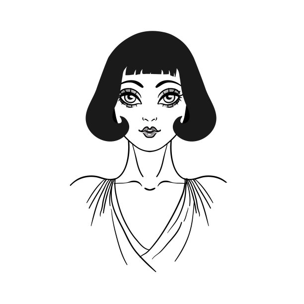 美丽的女孩在艺术装饰风格复古时尚图片下载