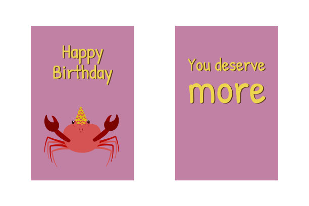 生日贺卡上写着螃蟹生日快乐图片下载