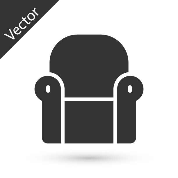 灰色扶手椅图标孤立在白色背景图片下载