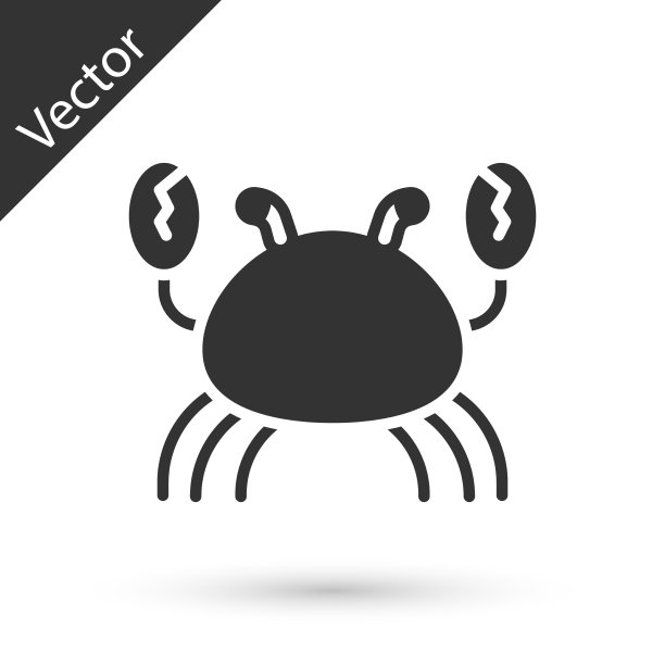 灰色的螃蟹图标孤立在白色的背景图片下载