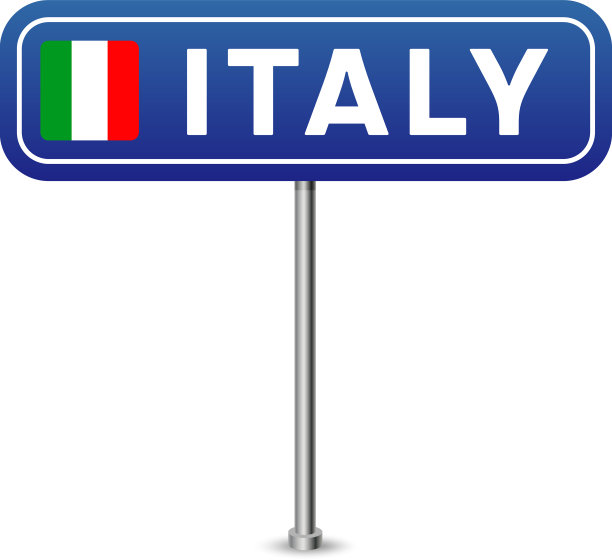 意大利道路标志国旗与国家名称图片下载