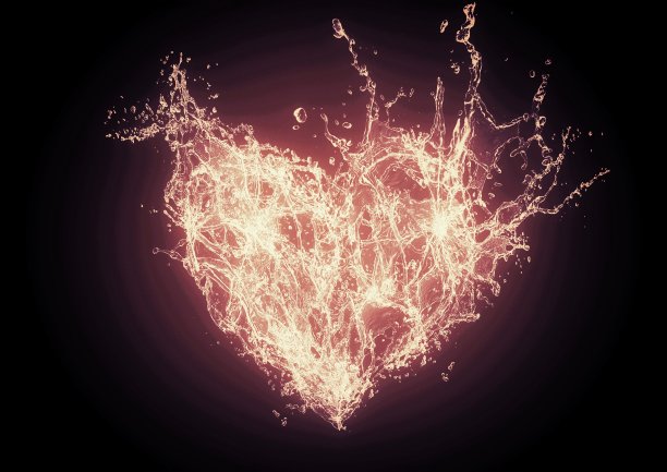 水溅在一个心形的插图图片下载